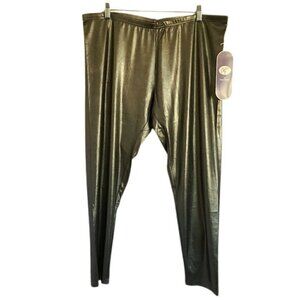 Diane Gilman DG2 Plus Size 1X Leggings Silver Metallic Gray Stretch Y2K Mob Wife